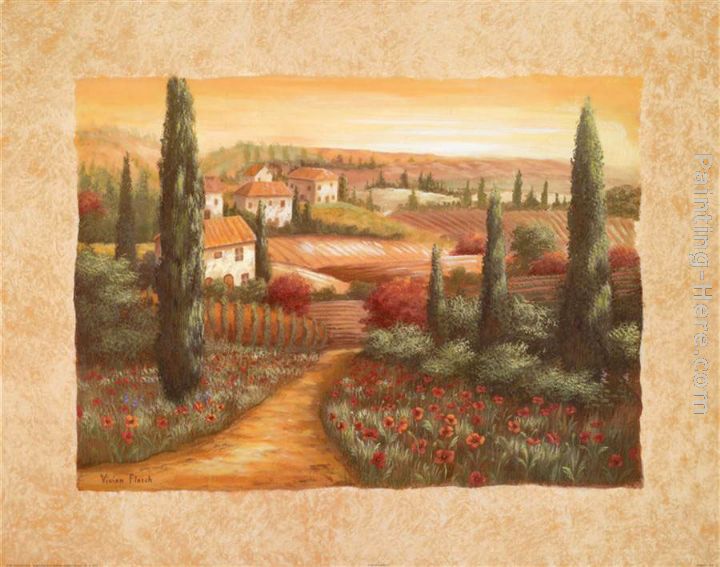 Tuscan Sunset I painting - Vivian Flasch Tuscan Sunset I art painting
